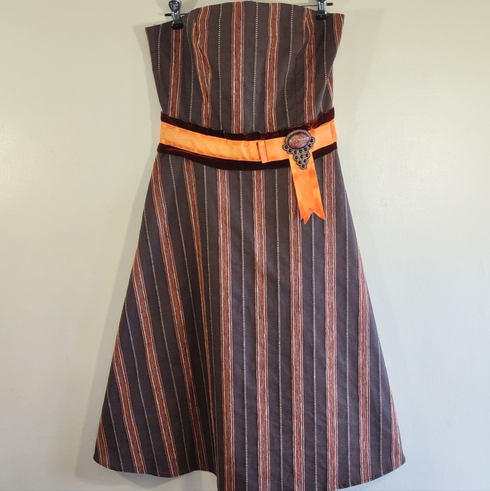 Eva Franco Anthropologie Strapless Striped Dress Feminine Whimsigoth Size 8